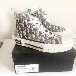 Dior Monogram High-Top Sneakers - White and Black